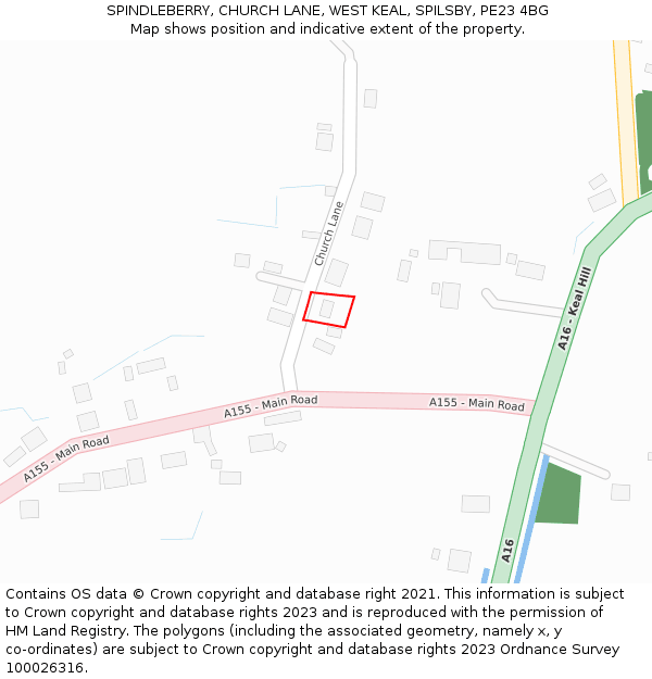 SPINDLEBERRY, CHURCH LANE, WEST KEAL, SPILSBY, PE23 4BG: Location map and indicative extent of plot