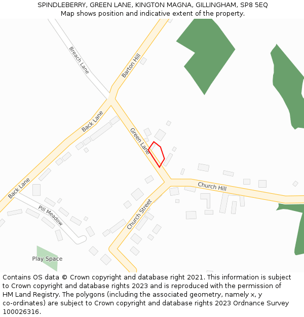 SPINDLEBERRY, GREEN LANE, KINGTON MAGNA, GILLINGHAM, SP8 5EQ: Location map and indicative extent of plot