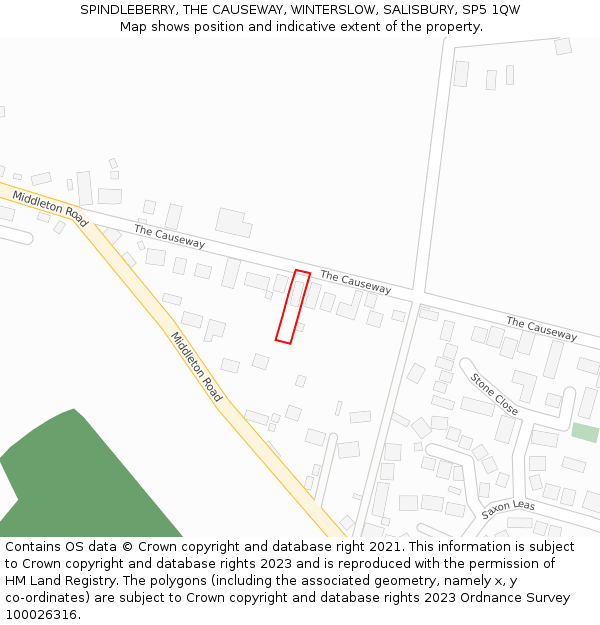 SPINDLEBERRY, THE CAUSEWAY, WINTERSLOW, SALISBURY, SP5 1QW: Location map and indicative extent of plot