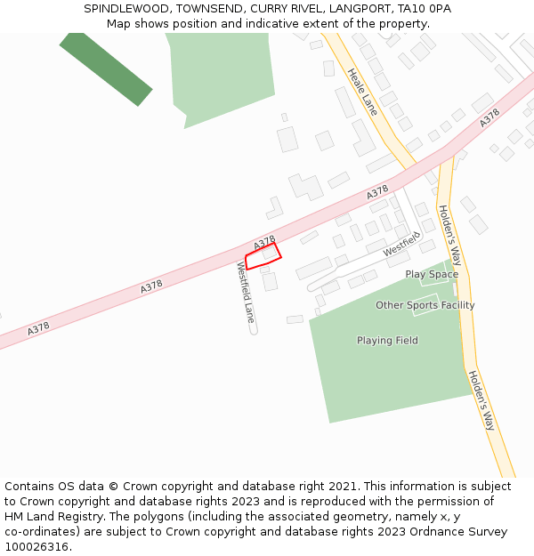 SPINDLEWOOD, TOWNSEND, CURRY RIVEL, LANGPORT, TA10 0PA: Location map and indicative extent of plot