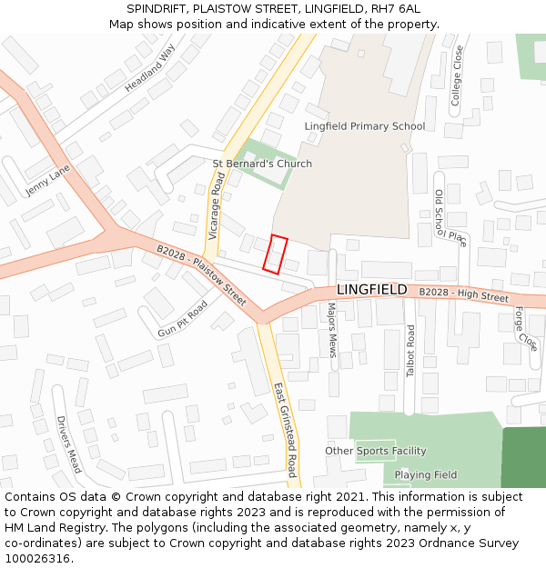 SPINDRIFT, PLAISTOW STREET, LINGFIELD, RH7 6AL: Location map and indicative extent of plot