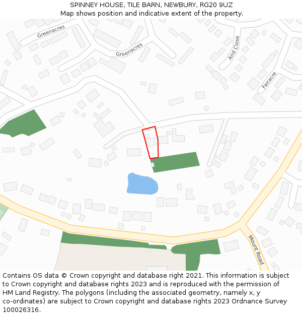 SPINNEY HOUSE, TILE BARN, NEWBURY, RG20 9UZ: Location map and indicative extent of plot