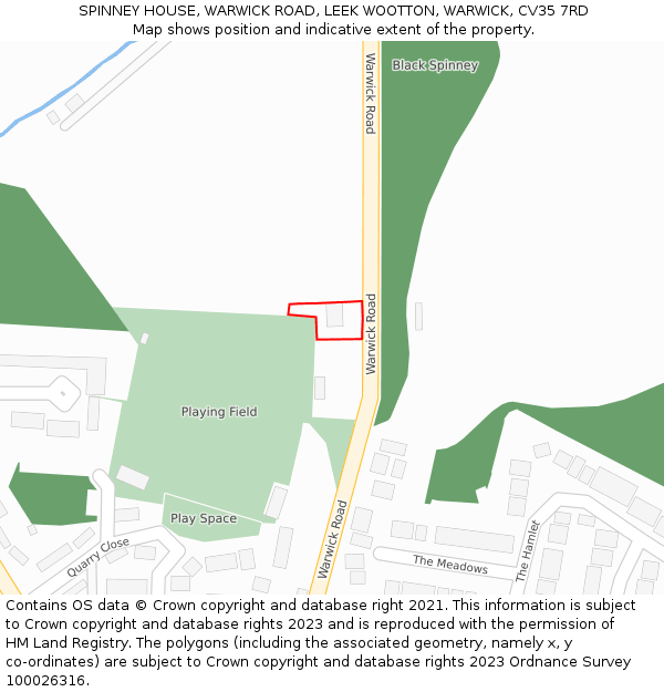 SPINNEY HOUSE, WARWICK ROAD, LEEK WOOTTON, WARWICK, CV35 7RD: Location map and indicative extent of plot