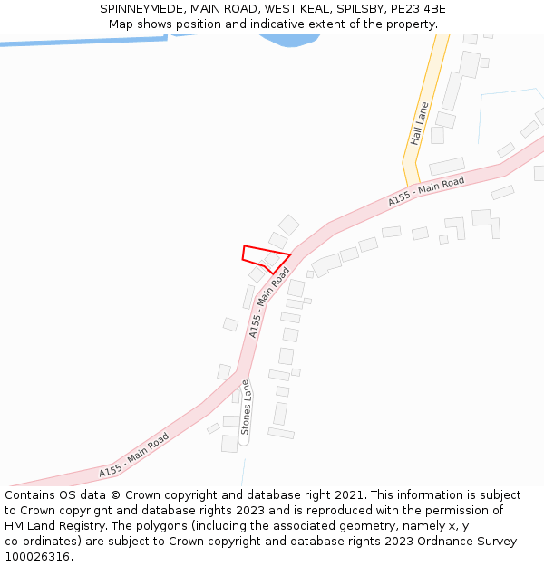 SPINNEYMEDE, MAIN ROAD, WEST KEAL, SPILSBY, PE23 4BE: Location map and indicative extent of plot