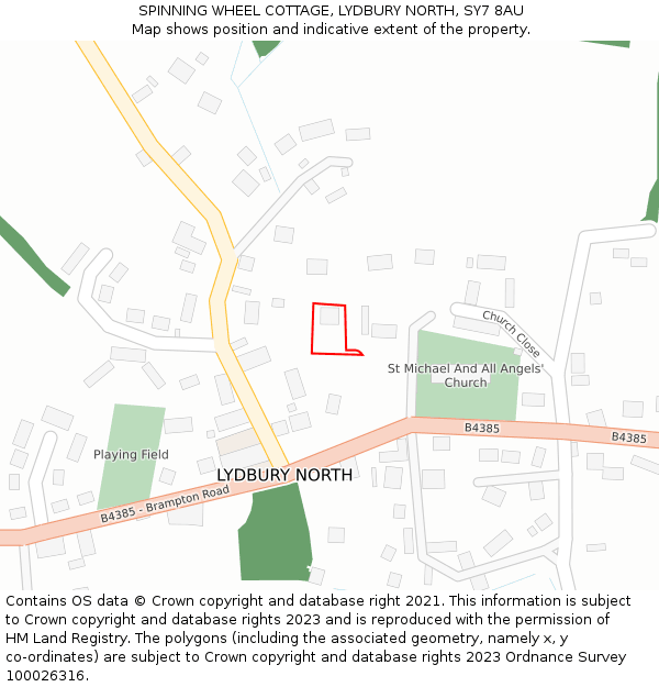 SPINNING WHEEL COTTAGE, LYDBURY NORTH, SY7 8AU: Location map and indicative extent of plot