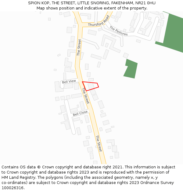 SPION KOP, THE STREET, LITTLE SNORING, FAKENHAM, NR21 0HU: Location map and indicative extent of plot