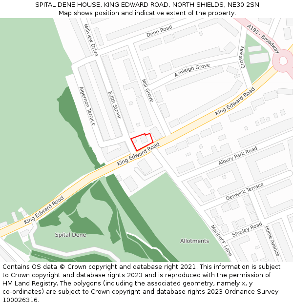 SPITAL DENE HOUSE, KING EDWARD ROAD, NORTH SHIELDS, NE30 2SN: Location map and indicative extent of plot