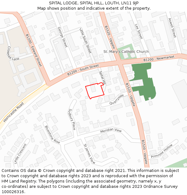 SPITAL LODGE, SPITAL HILL, LOUTH, LN11 9JP: Location map and indicative extent of plot