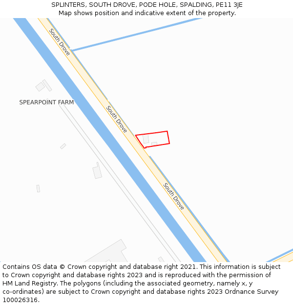 SPLINTERS, SOUTH DROVE, PODE HOLE, SPALDING, PE11 3JE: Location map and indicative extent of plot