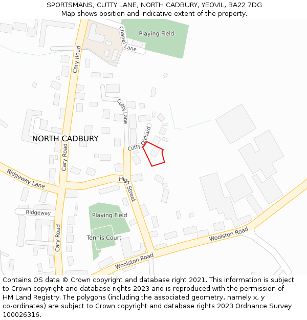 SPORTSMANS, CUTTY LANE, NORTH CADBURY, YEOVIL, BA22 7DG: Location map and indicative extent of plot