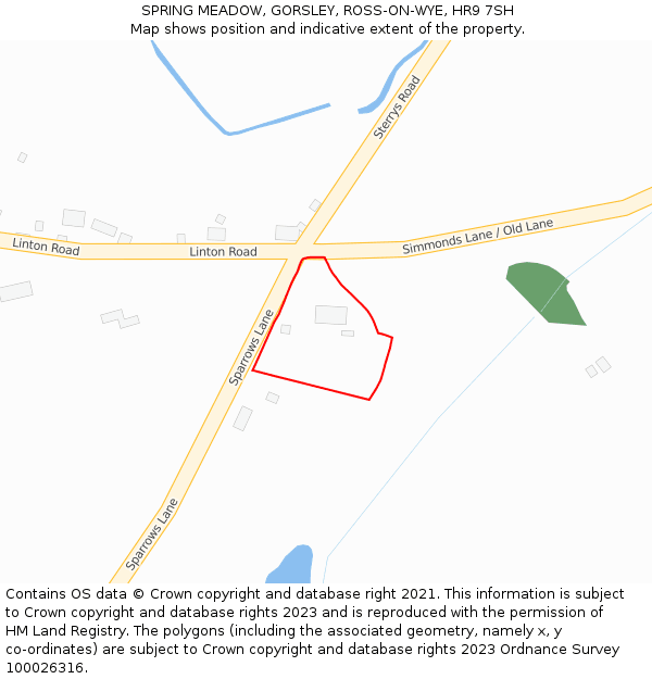 SPRING MEADOW, GORSLEY, ROSS-ON-WYE, HR9 7SH: Location map and indicative extent of plot
