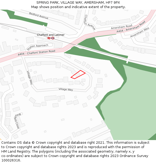 SPRING PARK, VILLAGE WAY, AMERSHAM, HP7 9PX: Location map and indicative extent of plot