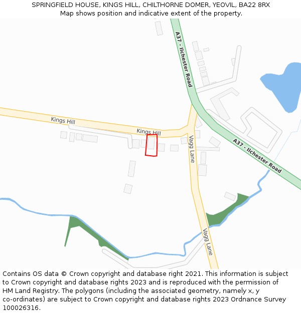 SPRINGFIELD HOUSE, KINGS HILL, CHILTHORNE DOMER, YEOVIL, BA22 8RX: Location map and indicative extent of plot