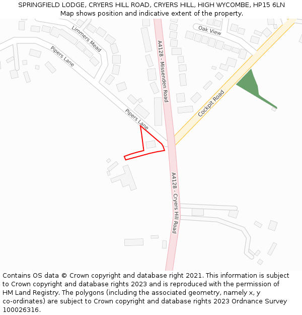 SPRINGFIELD LODGE, CRYERS HILL ROAD, CRYERS HILL, HIGH WYCOMBE, HP15 6LN: Location map and indicative extent of plot