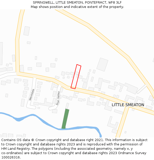 SPRINGWELL, LITTLE SMEATON, PONTEFRACT, WF8 3LF: Location map and indicative extent of plot