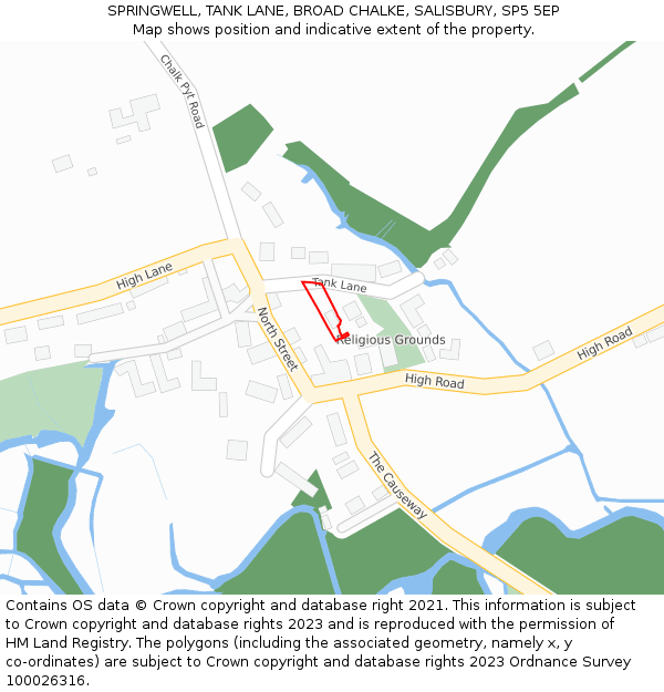 SPRINGWELL, TANK LANE, BROAD CHALKE, SALISBURY, SP5 5EP: Location map and indicative extent of plot