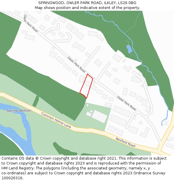 SPRINGWOOD, OWLER PARK ROAD, ILKLEY, LS29 0BG: Location map and indicative extent of plot