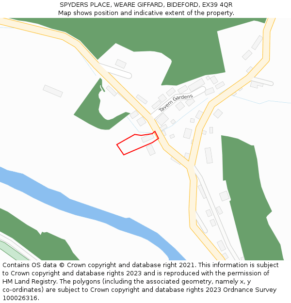 SPYDERS PLACE, WEARE GIFFARD, BIDEFORD, EX39 4QR: Location map and indicative extent of plot