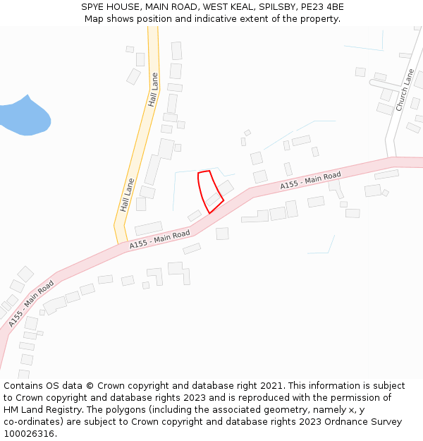 SPYE HOUSE, MAIN ROAD, WEST KEAL, SPILSBY, PE23 4BE: Location map and indicative extent of plot