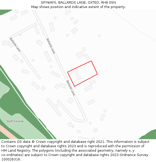 SPYWAYS, BALLARDS LANE, OXTED, RH8 0SN: Location map and indicative extent of plot