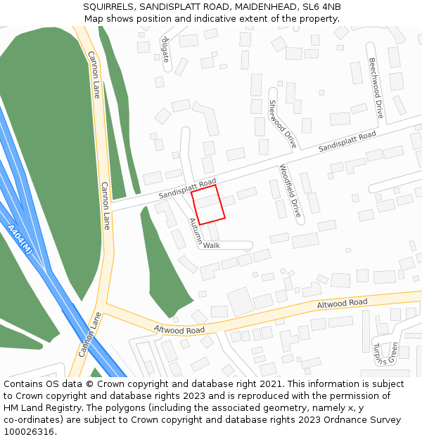 SQUIRRELS, SANDISPLATT ROAD, MAIDENHEAD, SL6 4NB: Location map and indicative extent of plot
