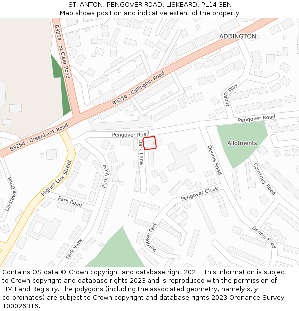 ST. ANTON, PENGOVER ROAD, LISKEARD, PL14 3EN: Location map and indicative extent of plot