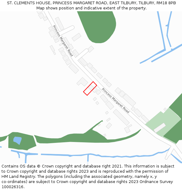 ST. CLEMENTS HOUSE, PRINCESS MARGARET ROAD, EAST TILBURY, TILBURY, RM18 8PB: Location map and indicative extent of plot