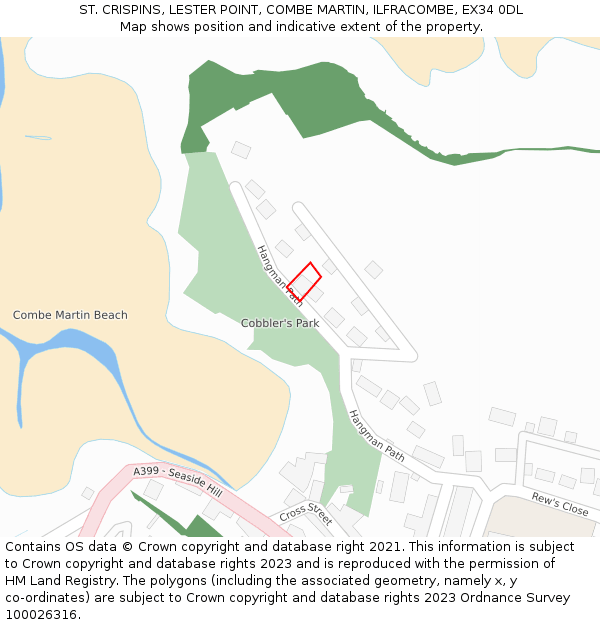 ST. CRISPINS, LESTER POINT, COMBE MARTIN, ILFRACOMBE, EX34 0DL: Location map and indicative extent of plot