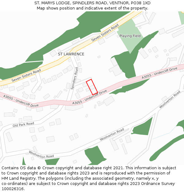 ST. MARYS LODGE, SPINDLERS ROAD, VENTNOR, PO38 1XD: Location map and indicative extent of plot