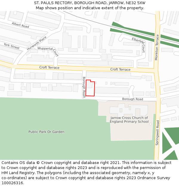 ST. PAULS RECTORY, BOROUGH ROAD, JARROW, NE32 5XW: Location map and indicative extent of plot
