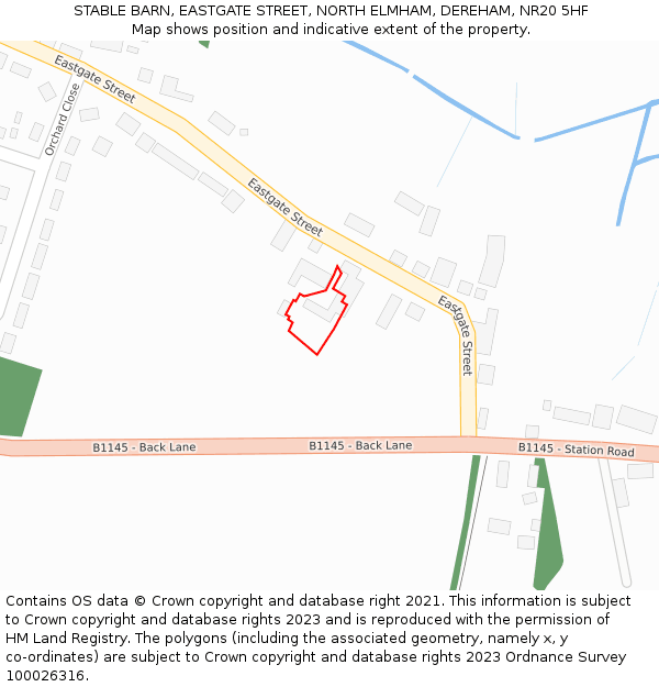 STABLE BARN, EASTGATE STREET, NORTH ELMHAM, DEREHAM, NR20 5HF: Location map and indicative extent of plot