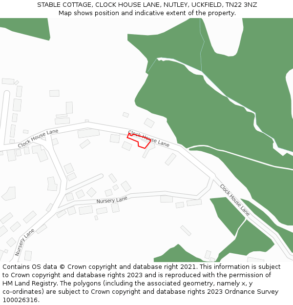 STABLE COTTAGE, CLOCK HOUSE LANE, NUTLEY, UCKFIELD, TN22 3NZ: Location map and indicative extent of plot