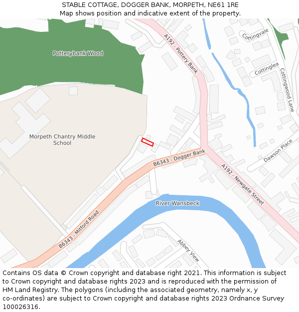 STABLE COTTAGE, DOGGER BANK, MORPETH, NE61 1RE: Location map and indicative extent of plot