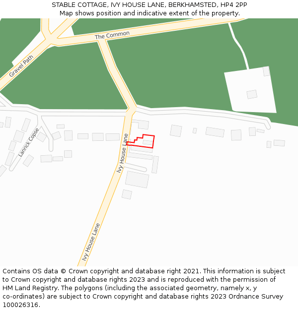 STABLE COTTAGE, IVY HOUSE LANE, BERKHAMSTED, HP4 2PP: Location map and indicative extent of plot