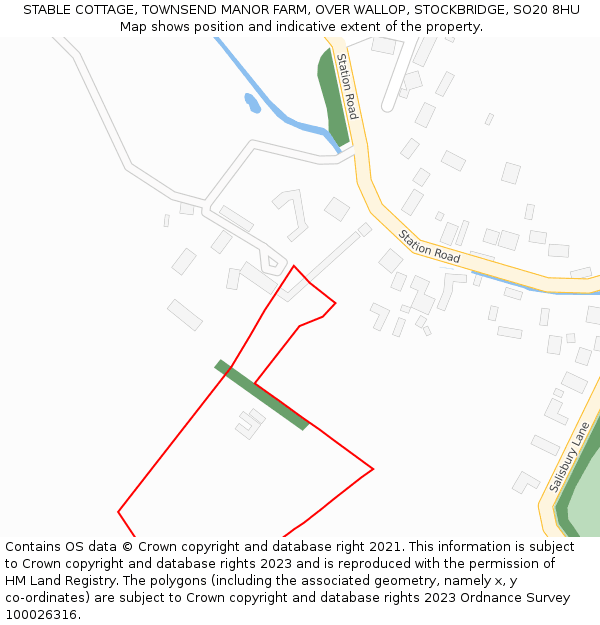 STABLE COTTAGE, TOWNSEND MANOR FARM, OVER WALLOP, STOCKBRIDGE, SO20 8HU: Location map and indicative extent of plot