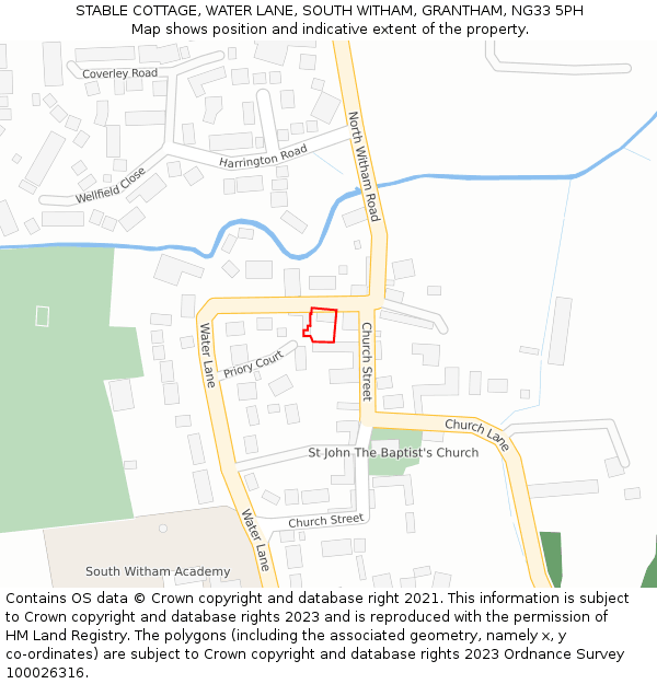 STABLE COTTAGE, WATER LANE, SOUTH WITHAM, GRANTHAM, NG33 5PH: Location map and indicative extent of plot