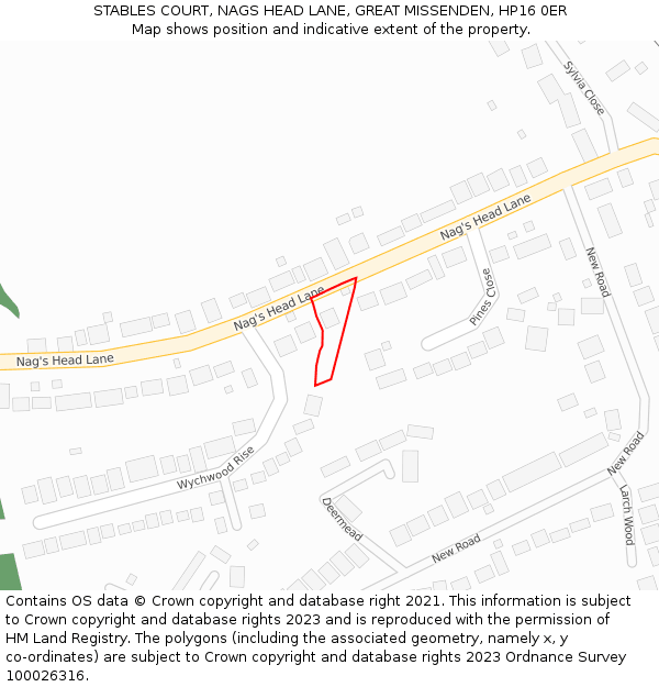 STABLES COURT, NAGS HEAD LANE, GREAT MISSENDEN, HP16 0ER: Location map and indicative extent of plot