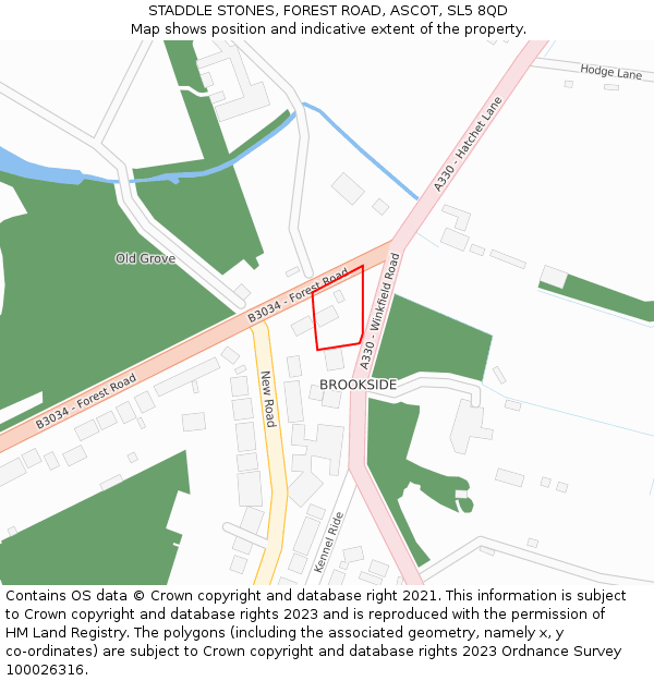 STADDLE STONES, FOREST ROAD, ASCOT, SL5 8QD: Location map and indicative extent of plot