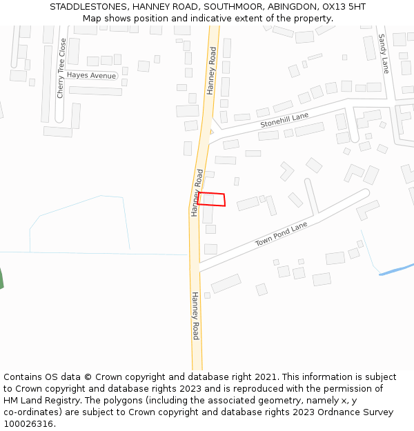 STADDLESTONES, HANNEY ROAD, SOUTHMOOR, ABINGDON, OX13 5HT: Location map and indicative extent of plot