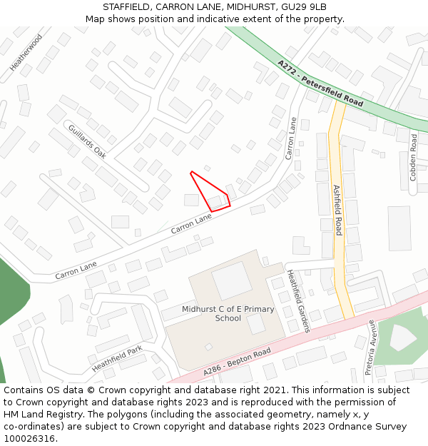 STAFFIELD, CARRON LANE, MIDHURST, GU29 9LB: Location map and indicative extent of plot