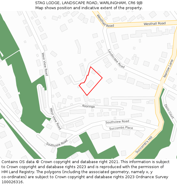 STAG LODGE, LANDSCAPE ROAD, WARLINGHAM, CR6 9JB: Location map and indicative extent of plot