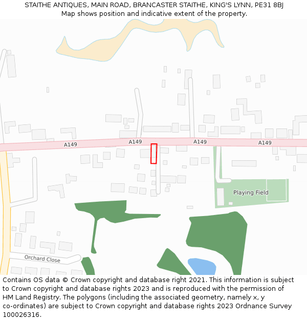 STAITHE ANTIQUES, MAIN ROAD, BRANCASTER STAITHE, KING'S LYNN, PE31 8BJ: Location map and indicative extent of plot