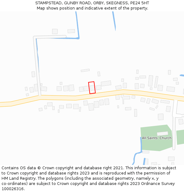 STAMPSTEAD, GUNBY ROAD, ORBY, SKEGNESS, PE24 5HT: Location map and indicative extent of plot