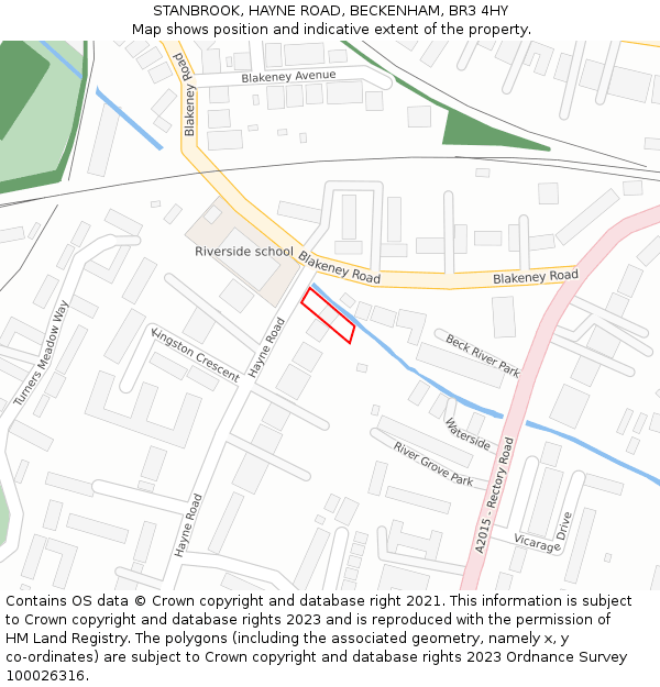 STANBROOK, HAYNE ROAD, BECKENHAM, BR3 4HY: Location map and indicative extent of plot