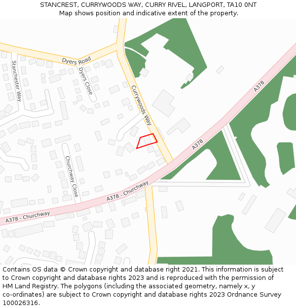 STANCREST, CURRYWOODS WAY, CURRY RIVEL, LANGPORT, TA10 0NT: Location map and indicative extent of plot