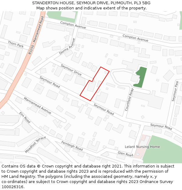 STANDERTON HOUSE, SEYMOUR DRIVE, PLYMOUTH, PL3 5BG: Location map and indicative extent of plot