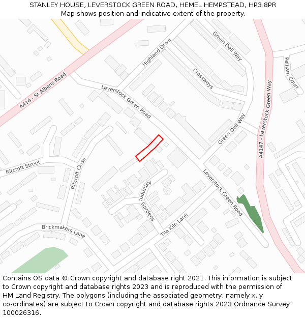 STANLEY HOUSE, LEVERSTOCK GREEN ROAD, HEMEL HEMPSTEAD, HP3 8PR: Location map and indicative extent of plot