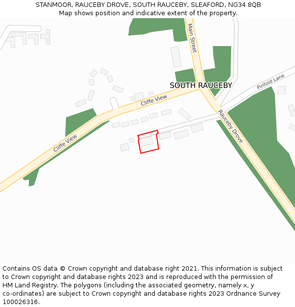 STANMOOR, RAUCEBY DROVE, SOUTH RAUCEBY, SLEAFORD, NG34 8QB: Location map and indicative extent of plot