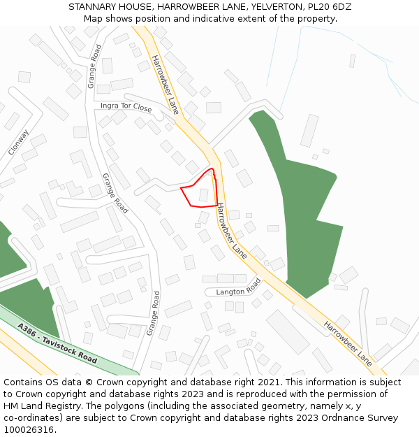 STANNARY HOUSE, HARROWBEER LANE, YELVERTON, PL20 6DZ: Location map and indicative extent of plot