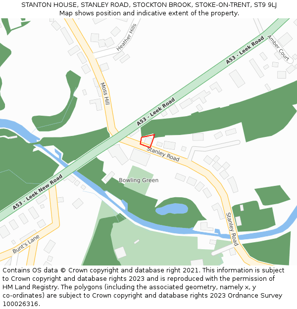 STANTON HOUSE, STANLEY ROAD, STOCKTON BROOK, STOKE-ON-TRENT, ST9 9LJ: Location map and indicative extent of plot